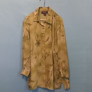 Floral Lime Green Semi Sheer Button Down Shirt